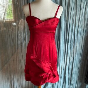 Elegant Red Satin Cocktail Dress